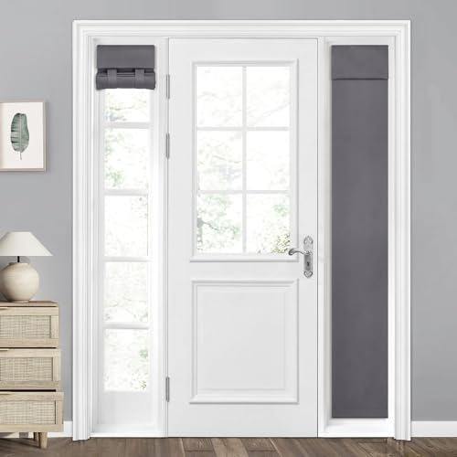 HOMEIDEAS 100% Blackout Sidelight Curtains for Front Door, Side Door Window Curtains and Small Window, Thermal Insulated Covering, 1 Panel, W12 X L54 Inch, Grey by HOMEIDEAS - Used condition - US$6.75