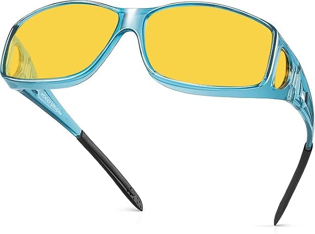 Night Driving Glasses Anti Glare Night Vision Yellow Tint Glare Reducing Fit Over Sunglasses Men Women