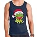 Disney - Muppets de peluche con texto en inglés "The Frog Wearing Santa Hat Men's Vest azul marino S