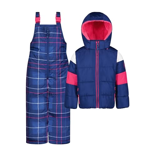 Jessica Simpson Girls Two-piece Insulated Winter Snowsuit With Hooded Jacket and Ski Bib Overalls