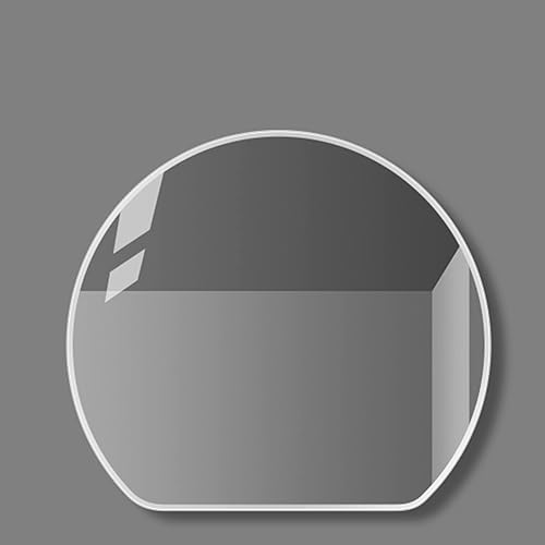 Espejo de escritorio independiente semicircular, espejo de maquillaje, espejo de baño con marco, elegante marco de aluminio cepillado, espejo de