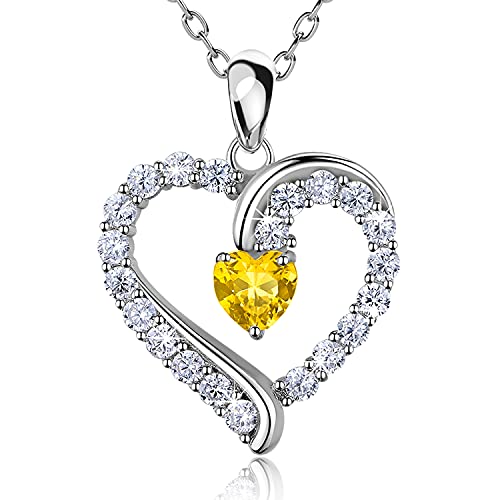 Collier coeur de pierre de naissance pour femmes en argent 925