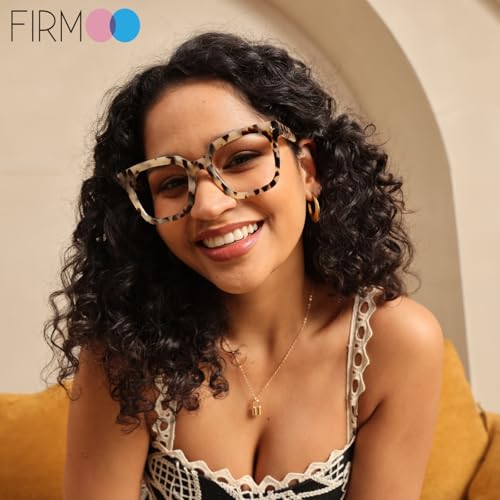 Image of Firmoo Oversized Blue Light Glasses for Women Men Large Frame Anti Eyestrain & UV Protection Computer Gaming Blue Blocker Eyeglasses(Pattern)