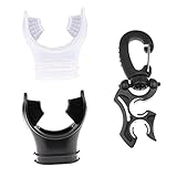 SGerste 2 Stück Komfort Silikon Tauchen Schnorchel Bite Tube Mundstück Regulator + Doppel Schlauch Halter Halterung mit Drehgelenk Clip