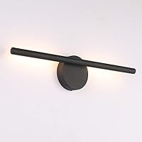 Vista 1 de Aipsun Aplique de pared negro giratorio 360° LED negro lámpara de pared para dormitorio, sala de estar, hotel, pasillo, pasillo, blanco cálido, 3000