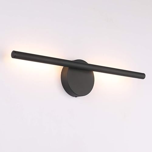 Aipsun Aplique de pared negro giratorio 360 LED negro lámpara de pared para dormitorio, sala de estar, hotel, pasillo, pasillo, blanco cálido, 3000 K