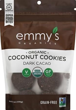 Emmy's Organics Coconut Cookies, Vanilla Bean, 6 oz (Pack of 2) | Gluten-Free Organic Cookies, Vegan, Paleo-Friendly