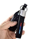 KeeForthewin KE-KE 3-Colored 3-Power Stripe Alcantara Embroidery Leather gun-black Keychain Ring fit for BMW