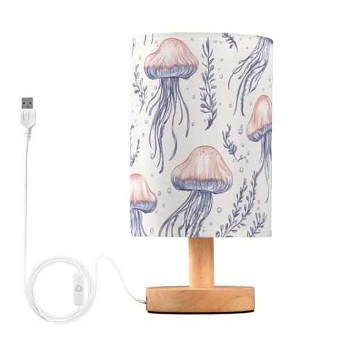 Lámpara de mesa de noche con luz LED blanca y USB miniatura 1