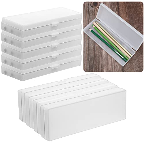 Teling 15 Pieces Plastic Pencil Case Transparent Plastic Stationery Case Frosted Clear Pencil Box With Hinged Lid Small Pencil Box Plain White Pencil Case Storage Box For Students Office Supplies #TOP29