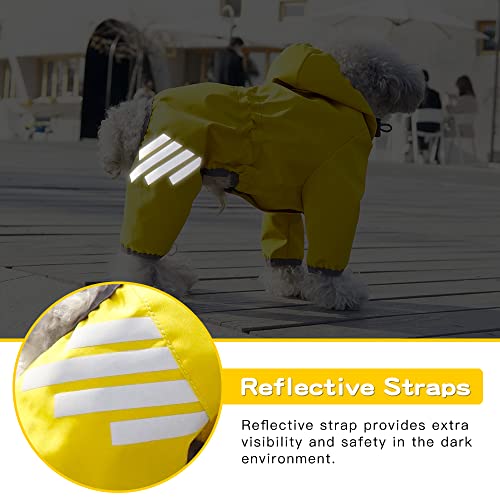 Ablepet Puppy Dog Raincoat Hooded Slicker Poncho With Reflective Strap/Leash Hole Windproof Jacket For Small Medium Dogs(M, Yellow) #TOP5