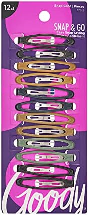Goody Epoxy Contour Hair Snap Clips - 12 Count, Assorted Colors - Just Snap Into Place - Suitable for All Hair Types - Pain-Free Hair Accessories for Women and Girls - All Day Comfort