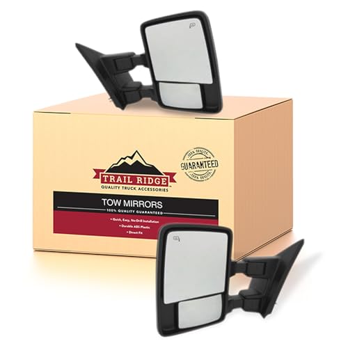 Trail Ridge Tow Mirror Power Fold Extend Heated Memory Turn Smooth Pair Compatible with 2013-2014 Ford F-150