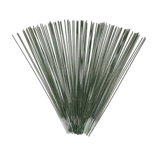 Housoutil Flexible Floral Wire Stems 100pcs Green Wire for Craft Flower Arrangements Bouquets Wreaths and Decor
