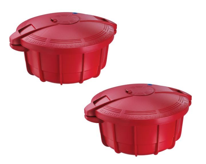 Cocotte Express X2 - Cocottes Innovantes, Polyvalentes et Silencieuses - Cuiseur Vapeur à Cuisson sous Pression au Micro-Ondes - 2x Récipients, Plateaux Vapeur, 2 Couvercles - Ustensile de Cuisine