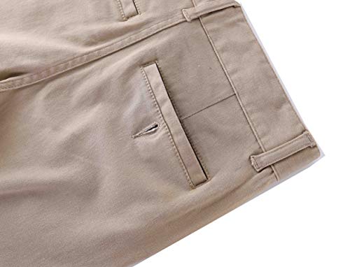 Bienzoe Girl's Cotton Stretchy Adjustable Waist School Uniform Pants Khaki 10 #TOP5