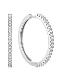 Moissanite Imitation Diamond Small Hoop Earrings for Women 925 Silver Hypoallergenic Lightweight Comfy 20mm Cute Bling Earrings
