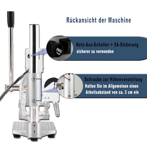Heißfolienprägemaschine 10 x 13 cm Heißfolienprägung Maschine, 300 W Hot Foil Stamping Machine mit Skala, Positionierungsschieber, LCD-Bildschirm, Leather Bronzing Printing, Bronzing Machine