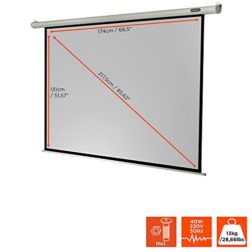 celexon Economy Motor-Leinwand 90 | 180x135 cm 4:3 | elektrische 4K,Full-HD Beamer-Leinwand f&uuml;r B&uuml;ro-Pr&auml;sentationen & Ihr Heimkino | zur Wand- und Deckenmontage | inkl. Fernbedienung