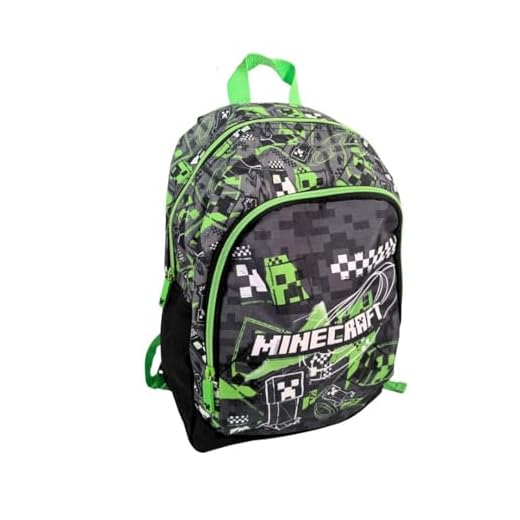 mybagstory Minecraft - Mochila infantil 38 x 28 x 16 cm - Bolsa escolar infantil primaria con 2 compartimentos con cremallera - Niño - Escuela - Guardería - Idea de regalo