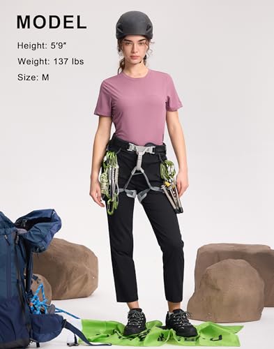 Pioneer Camp Damen Golfhose 7/8 Länge – Hochwertige Outdoorhose mit Schnell Trocknendem, Wasserabweisendem Stretchmaterial & Elastischem Bund – Ideal für Golf, Wandern, Reisen & Alltag(Black;L)