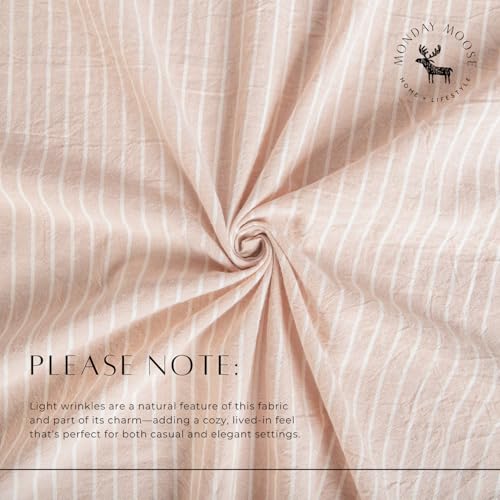 MONDAY MOOSE Striped Farmhouse Picnic Style Decoration Rectangle Natural Stonewashed Cotton Tablecloth for Kitchen, Dining Room, Restaurant (55x70 inch, Beige/White Stripes) by MONDAY MOOSE - Used condition - Image 7