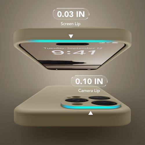 Image of Magnetic for iPhone 15 Pro Max Case, Compatible with MagSafe, [Full Camera Protection][Screen Protector] Silicone Shockproof Protective Phone Case for iPhone 15 Pro Max 6.7 inch, Khaki