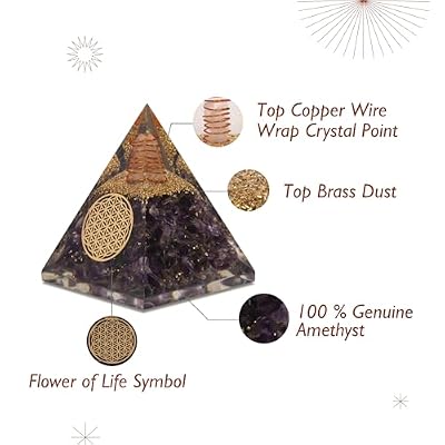 Agate Mart Amethyst Orgonite Pyramid Crystals Pyramid for Positive Energy And Meditation Yoga Positive Energy Crystal That Promotes Wealth, Prosperity and attracts Success