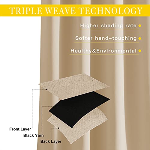 NICETOWN Room Darkening Extra Wide Curtain 102 inch Length, Grommet Thermal Curtain Voice Reducing Window Treatment for Sliding Glass Door/Bedroom, Biscotti Beige, W80 x L102, 1 Panel