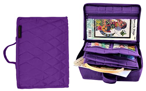Yazzii Original Craft Organizer Tote Bag - Portable Storage Bag Organizer - Multipurpose Storage Organizer for Crafts, Cosmetics & Jewelry. Purple
