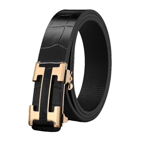 Men's Belt Leather Click Groove Belt Crocodile Designer Dress Casual