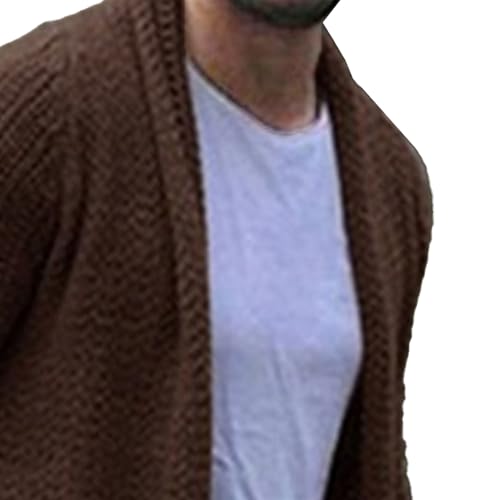 JEShifangjiusu Mens Long Thickening Cardigan Sweater Threaded Elastic Hem Knit Outerwear Flip Collar Slim Fit Knitwear3