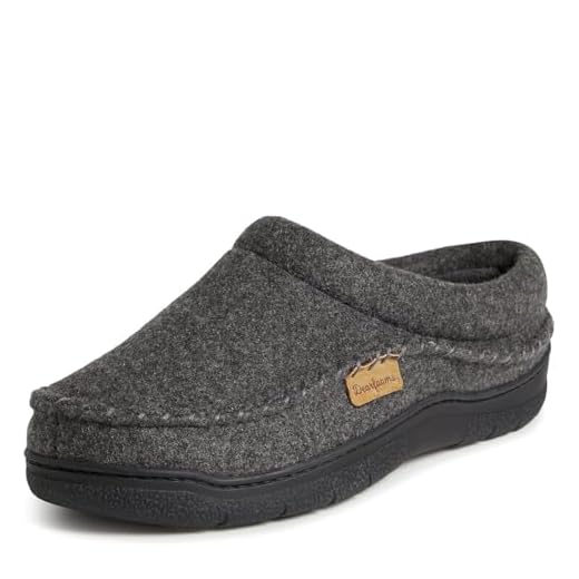 Dearfoams Men's Thompson Memory Foam Clog Slipper, Dark Heather Grey (Wool), Medium
