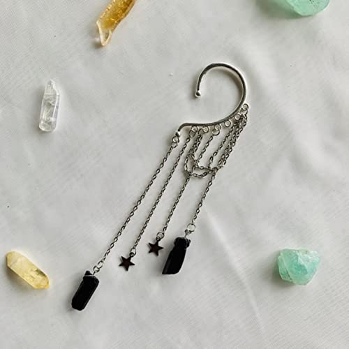 SPACELQ Primade Cristal de cuarzocristalino del oídodel abrigode la bodadel festivalmanguitode brujasirenabohopendientes de cristalgóticosinperforarpendientes Cover