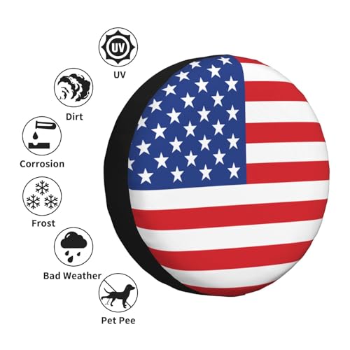 Image of Spare Tire Cover American Flag Wheel Covers USA Flag Weatherproof Universal Wheel Protectors for Rv SUV Camper Travel Trailer 17 Inch