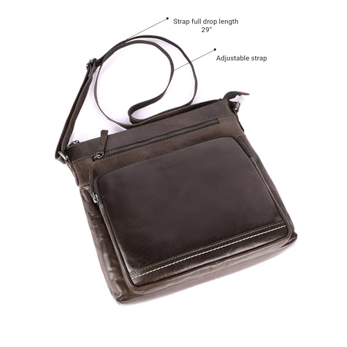 Image of LEDERBUCK Olga Women's Extra-Large Genuine Leather Crossbody Purse - Soft Triple-Zip Shoulder Bag