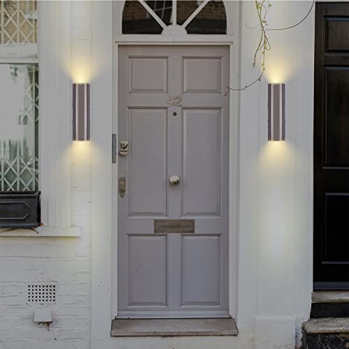 Tengxin Outdoor Wall Sconce,Up Down Wall Light Fixture With Stainless Steel Cylinder,E26 Socket,Ip65 Waterproof,Ul Listed. （Brushed Nickel ） #TOP7