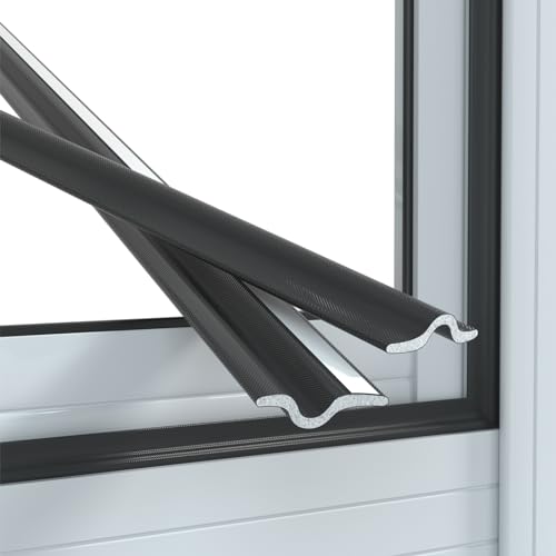 3m/118inch Black Window Draft Excluder,T Shape Self-Adhesive PU Foam Insulation Tape Weather Seal Strip,Noise Blocker Draft Excluder for Windows and Doors,Weather Stripping for Door Frame