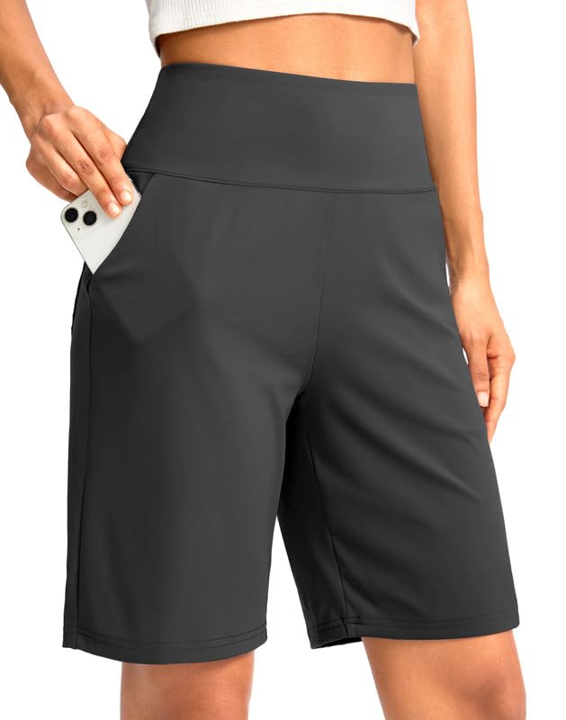 G Gradual Women's Bermuda Long Shorts with Pockets High Waisted Knee Length Shorts for Women Walking Athletic Workout-picture-31