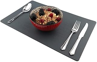 Sets of 6 Large Slate Grey Recycled Leather Placemats ( 42cm x 26.5cm ). Made In The UK By Lara-May.