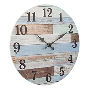 Stonebriar Vintage Coastal Worn Blue 14 Inch Round Battery Operated Wall Clock Stonebriar Vintage Coastal Worn Blue 14 Inch Round Battery Operated Wall Clock