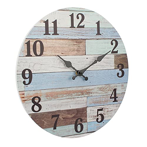 Stonebriar Vintage Coastal Worn Blue 14 Inch Round Battery Operated Wall Clock by Stonebriar - Image 2