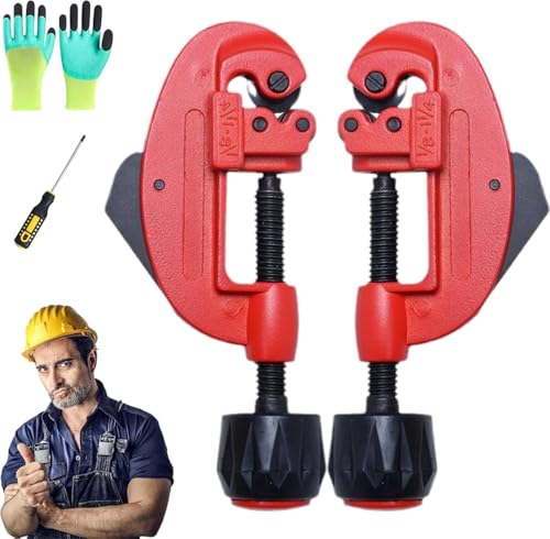 Cortador de tubos de trinquete, herramienta de corte de tubos de trinquete 2 en 1, cortador de tubos de cobre de 1/4 a 7/8 pulgadas, cortador compacto de tubos cerrados, fácil de transportar y