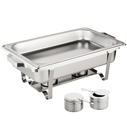Morleos Speisewärmer Chafing-Dish 1X 1/1 GN 65 mm aus Edelstahl Warmhaltebehälter Essen Wärmebehälter für Speisen Buffetwärmer Event Catering-Zubehör Buffet – Bild 5