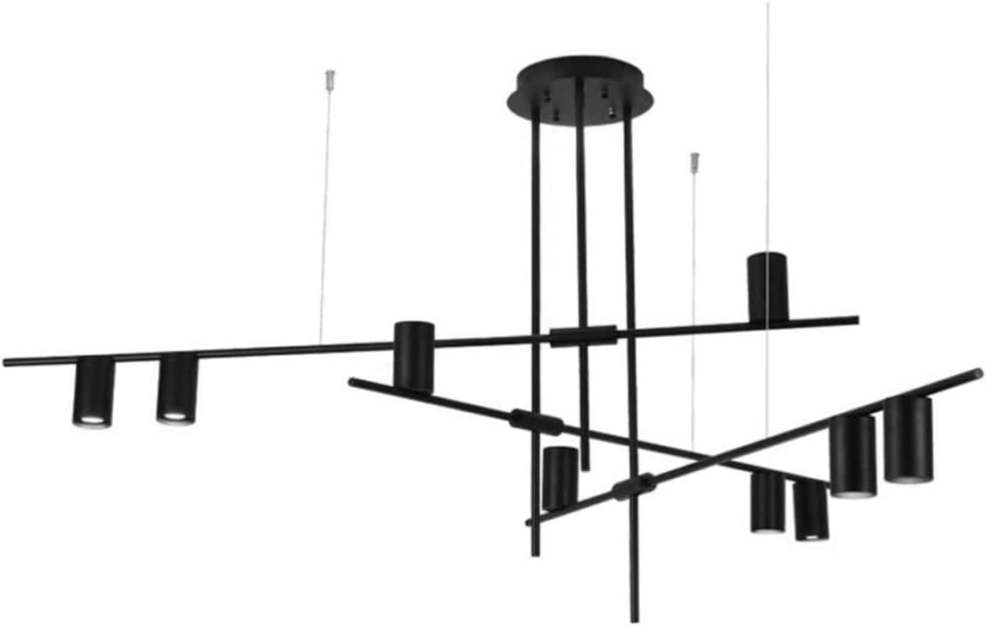 Flash Sale Buy 1 get 1 BOKT Modern Chandelier 9-Lights Spotlight Pendant Lighting, Geometric Modern Linear Hanging Lamp Fixture with Led Bulbs ,for Living Room Dinning Room Kitchen Island(Black+Black Shade, 9 Heads)
