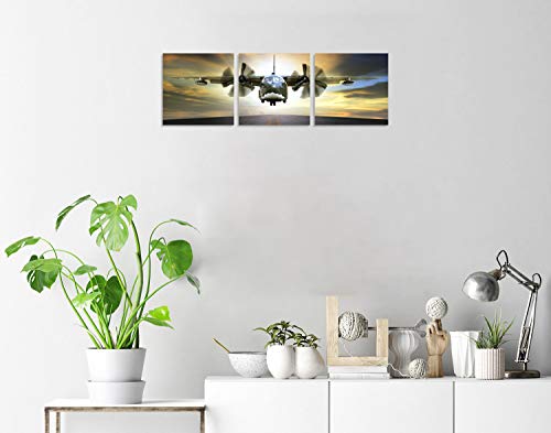 Tutubeer 3 Panels Plane Picture Aviation Art Airplane Decor Vintage Airplane At Sunset Old Paper Aircraft Art Plane Decor Stretched And Framed Vintage Airplane Print For Home Decor, 3 Pcs/Set #TOP4