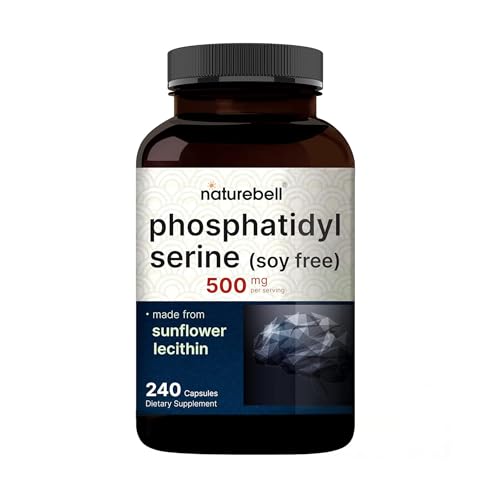 NatureBell Phosphatidylserine 500mg - 240 Capsules - Brain Health Support for Men & Women* - Bioavailable Sunflower Lecithin - Easy-to-Swallow Supplement - Gluten-Free