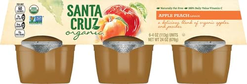 Santa Cruz Organic Apple Peach Sauce, 6-4 Ounce Cups