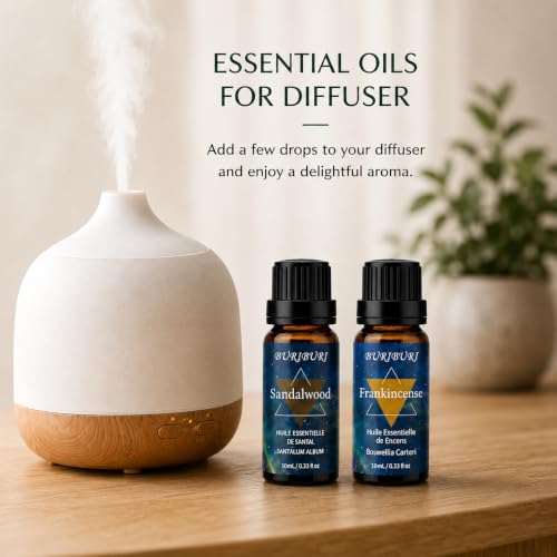 Image of BURIBURI Sandalwood Frankincense Essential Oil Set for Diffusers 2x10ML