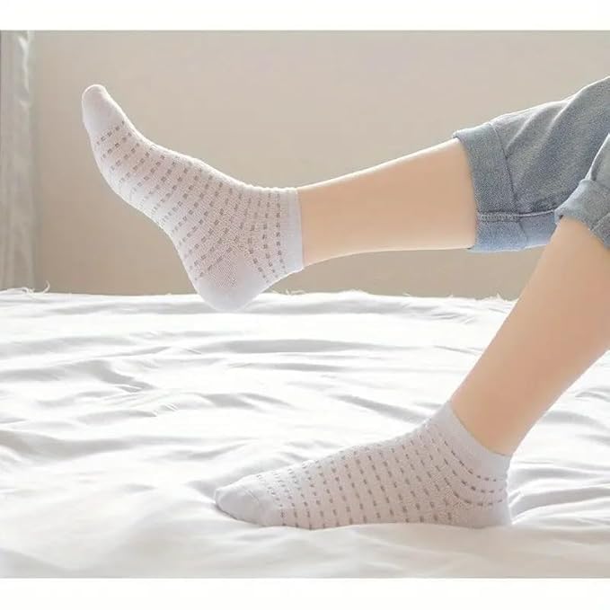 BEAR & BEYOND Women’s Soft Pastel Mesh Ankle Socks | Breathable Cotton Low-Cut Socks for Girls | Lightweight & Comfortable Summer Short Socks (Multicolor) 2